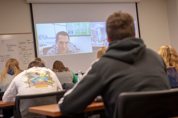 Students in Sports Management course classroom