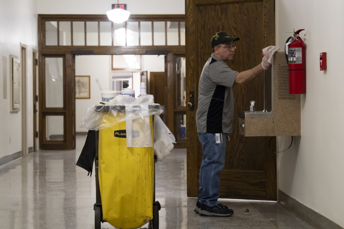 Third shift cleaning of the water fountains