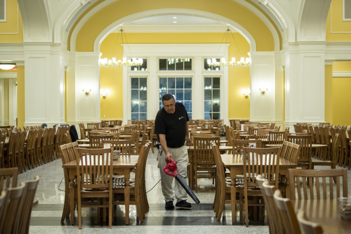 Clearing out trash at Hoover during third shift