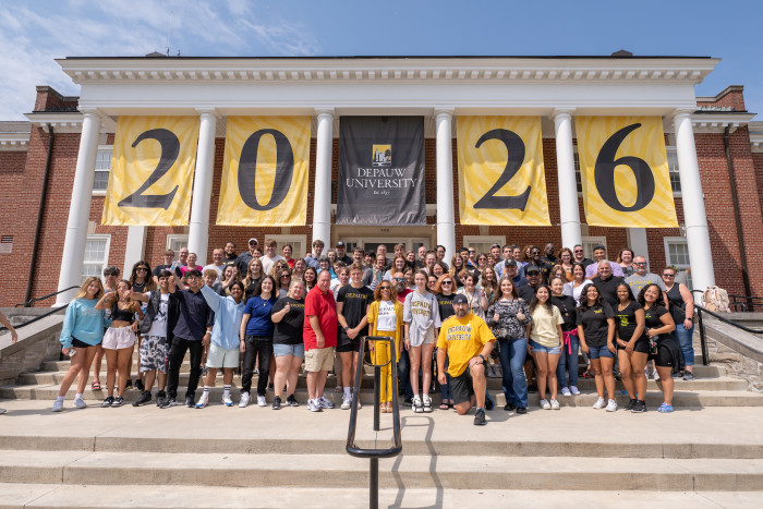 Class of 2026 posing with Dr. White on Opening Day