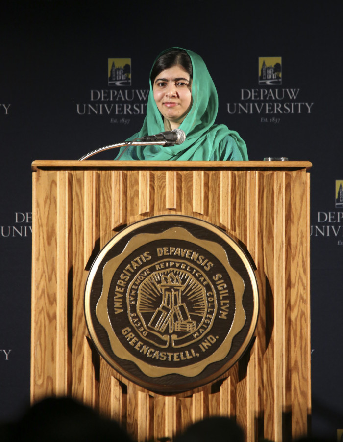 Malala Yousafzai delivering an Ubben Lecture