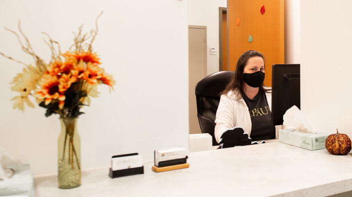 Reception desk at Buehler center