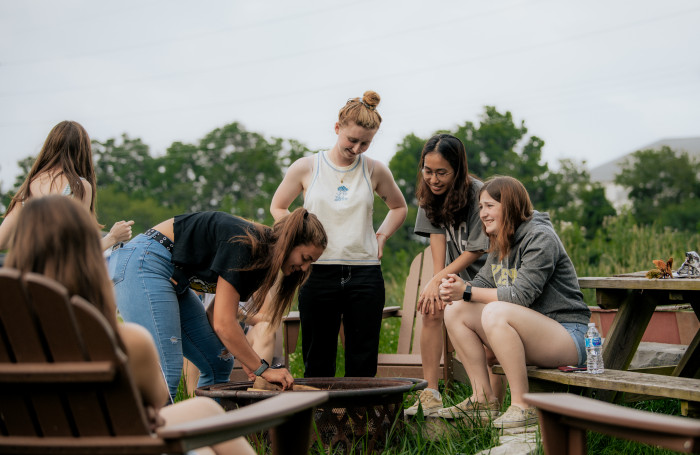 Students preparing a bonfire