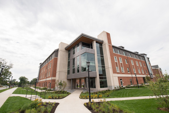 External view of Residence hall 1 entrance