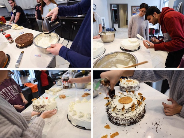 Students various stages of baking