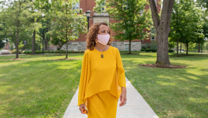 Dr. White walks campus on her first day as president