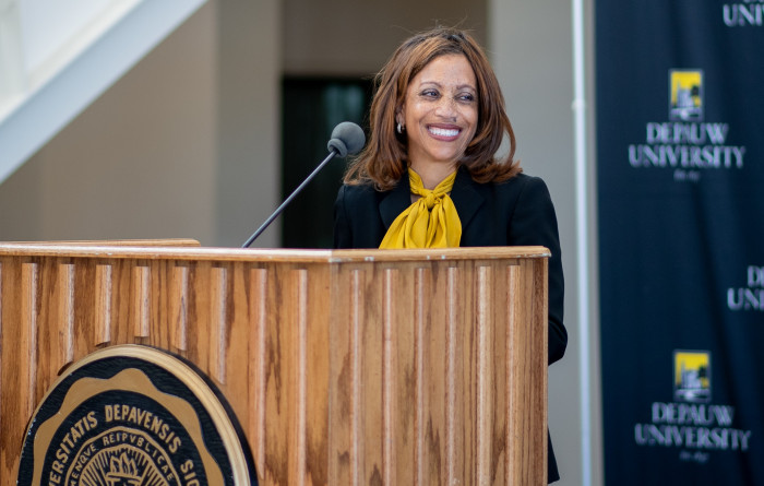 Dr. White addresses crowd