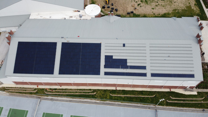 Solar array during installation