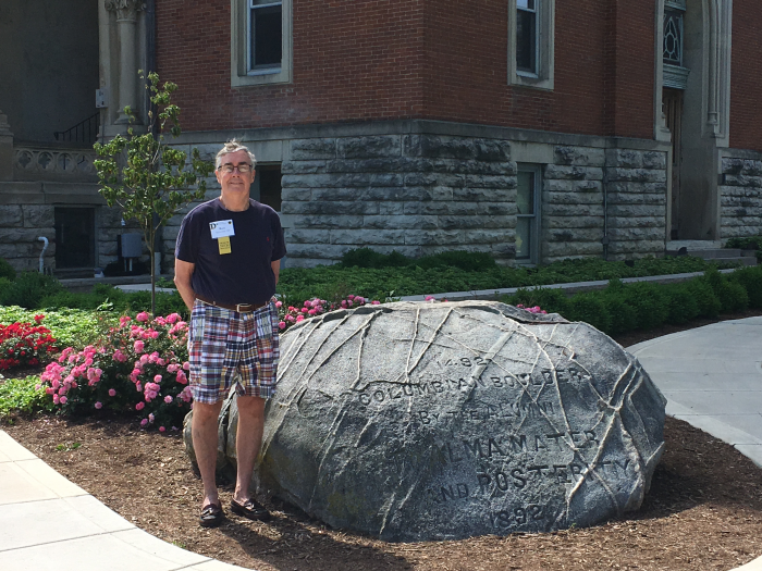 Russ Sylvester in front of the Boulder