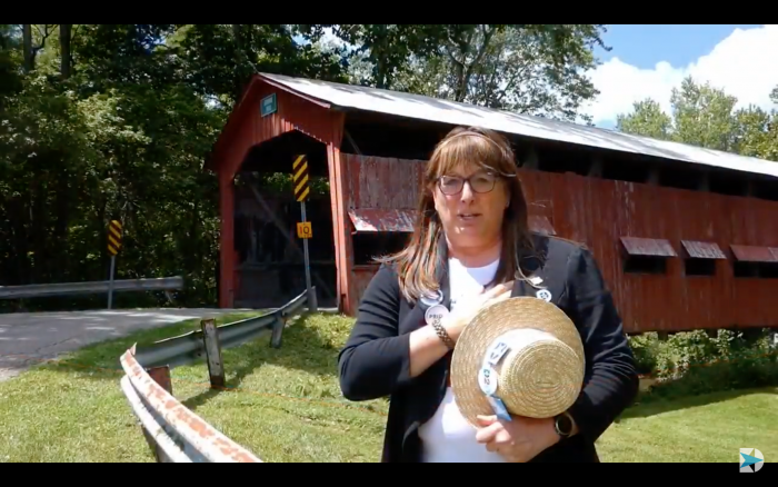 Veronica Pejril in front of Dunbar Bridge