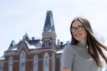 Rachele Miller smiling outside East College