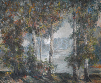 trees, flowers in a summer landscape