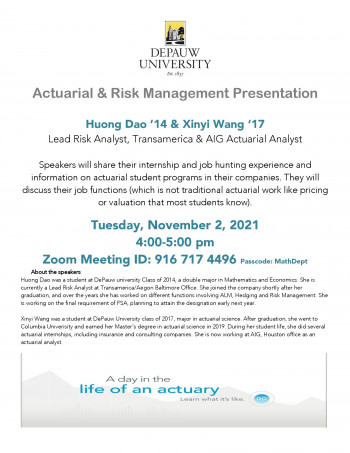 2021 Fall Actuarial Science Alumni Presentation