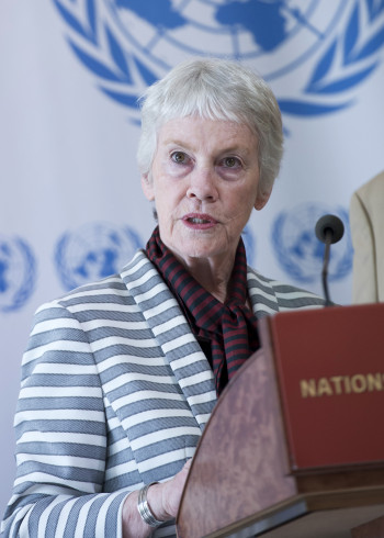 Karen Koning AbuZayd at a UN conference