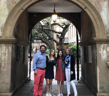 Andy Claar '94, daughters Caleigh, 16, Libby, 14, and wife Sue Claar.