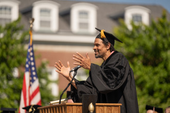 Ross Gay delivering a keynote address