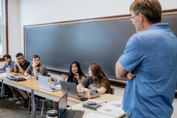 First-year students listen in Erik Wielenberg class about evil