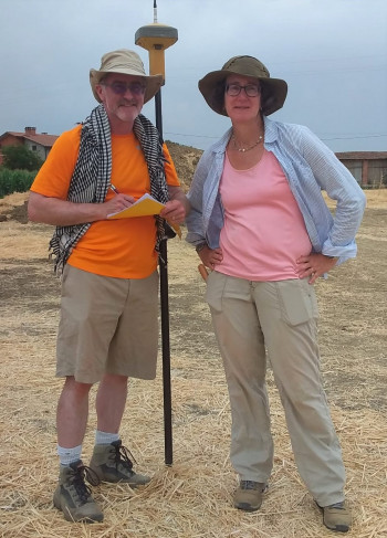 Pedar Foss and Rebecca Schindler oversee archaeological dig