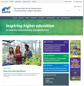 AASHE website home page