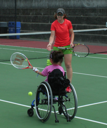 Erin Andrade coaches wheelchair tennis