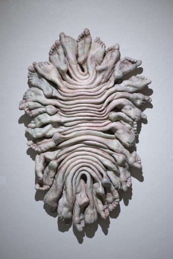 Stoneware (clay) feet with gouache, milk paint, and matte sealant