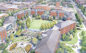 Watercolor of DePauw Campus Construction