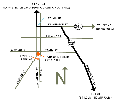 Directional map to Peeler art gallery from major interstates