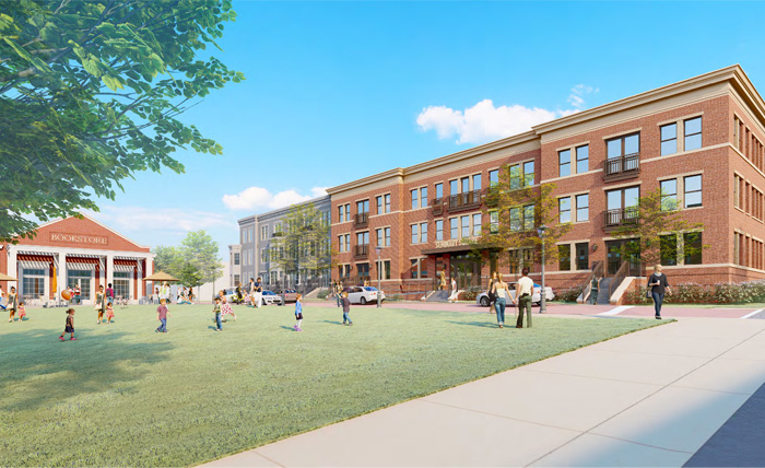 artist rendering of brick buildings