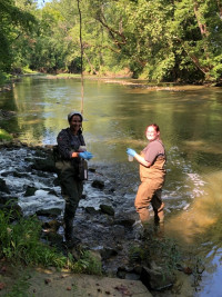 Students collecting water samples