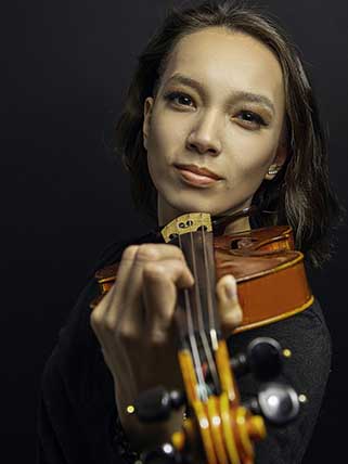 Woman holding violin