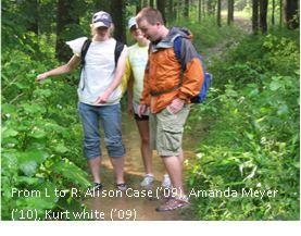 Alison Case, Amanda Meyer, and Kurt White conducting research