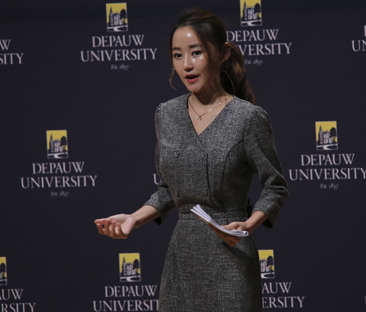 Yeonmi Park delivering an Ubben Lecture