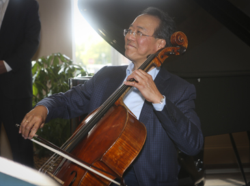 Yo-Yo Ma during playing a cello during a concert