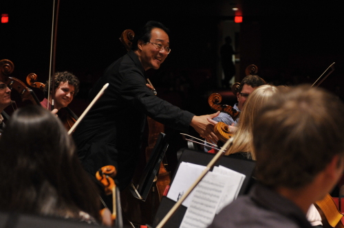 Yo-Yo Ma playing during a concert