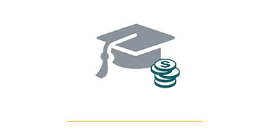 Graduation cap with one stack of coins