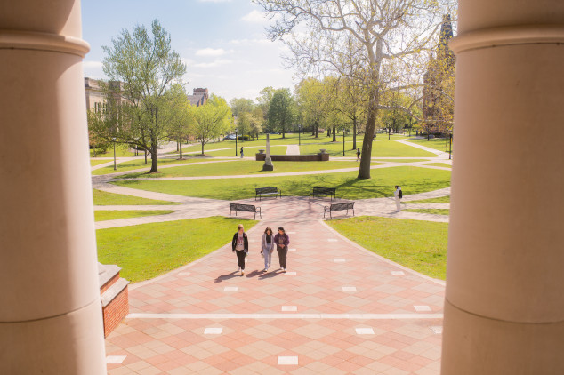 Students walking on campus