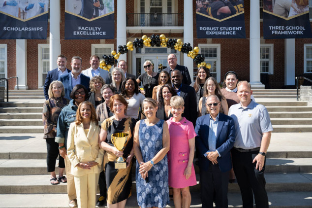 Aerial view of campus from top of East College