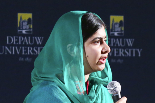 Malala Yousafzai speaking during an Ubben Lecture