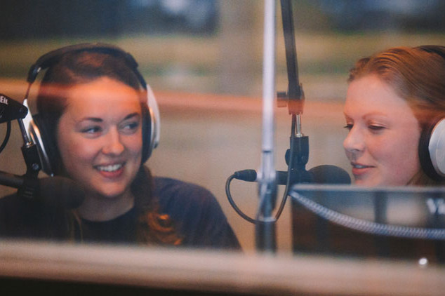 Students working in the radio studio on WGRE