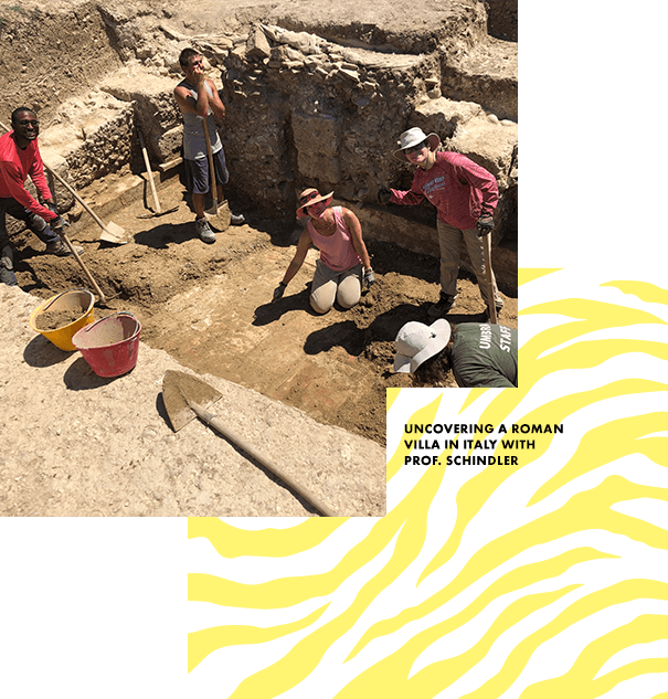 Students and Faculty at an archeology dig in Italy
