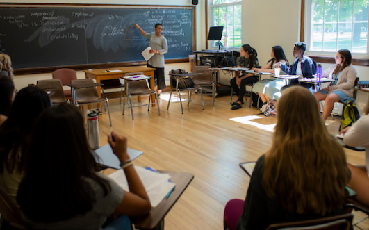 Classroom learning in Asbury Hall at DePauw University