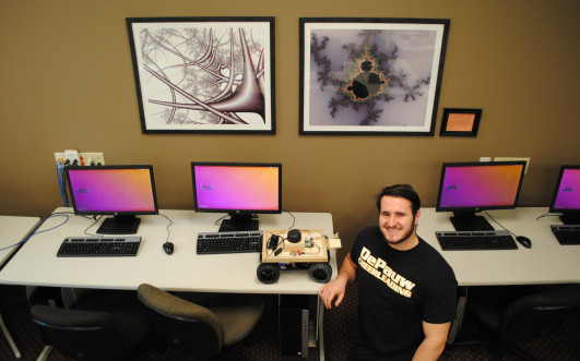 Student in the Linux lab