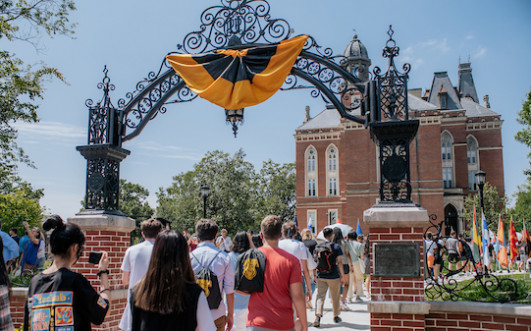 First-Year DePauw Tigers process through campus during opening day convocation. 