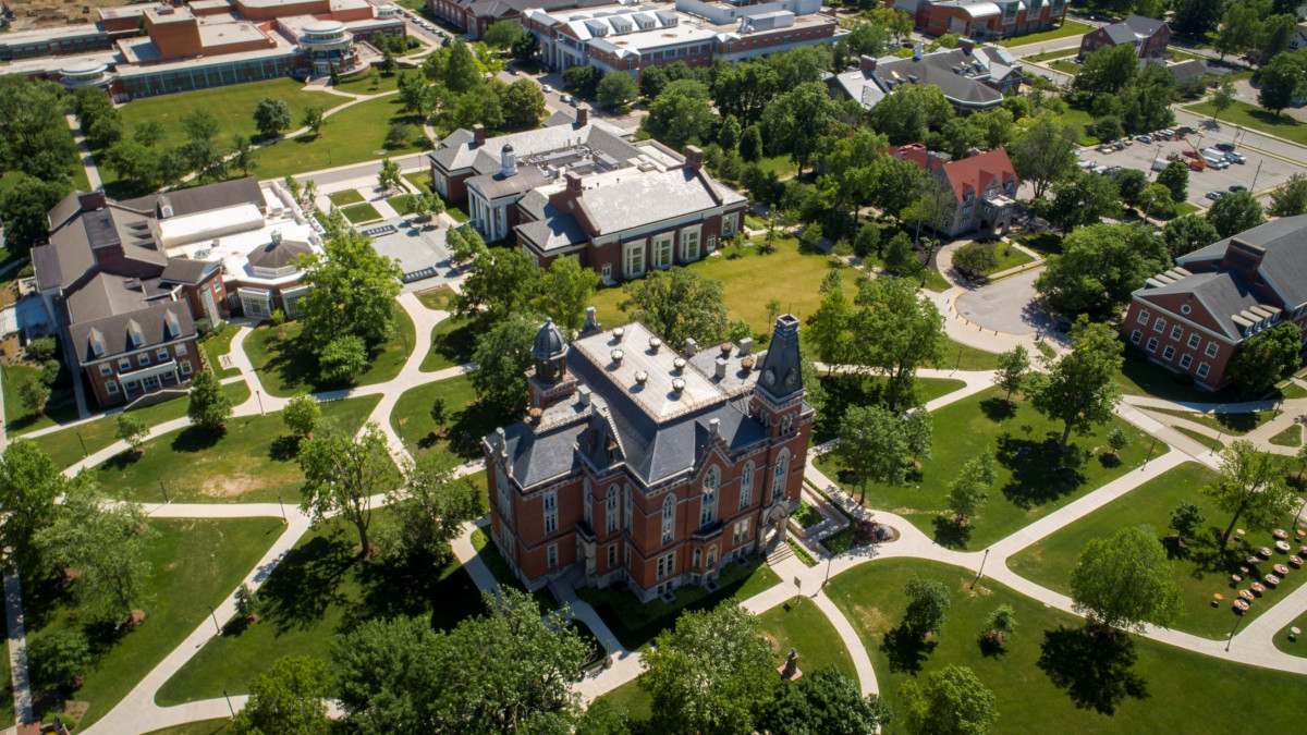 Aerial shot of campus