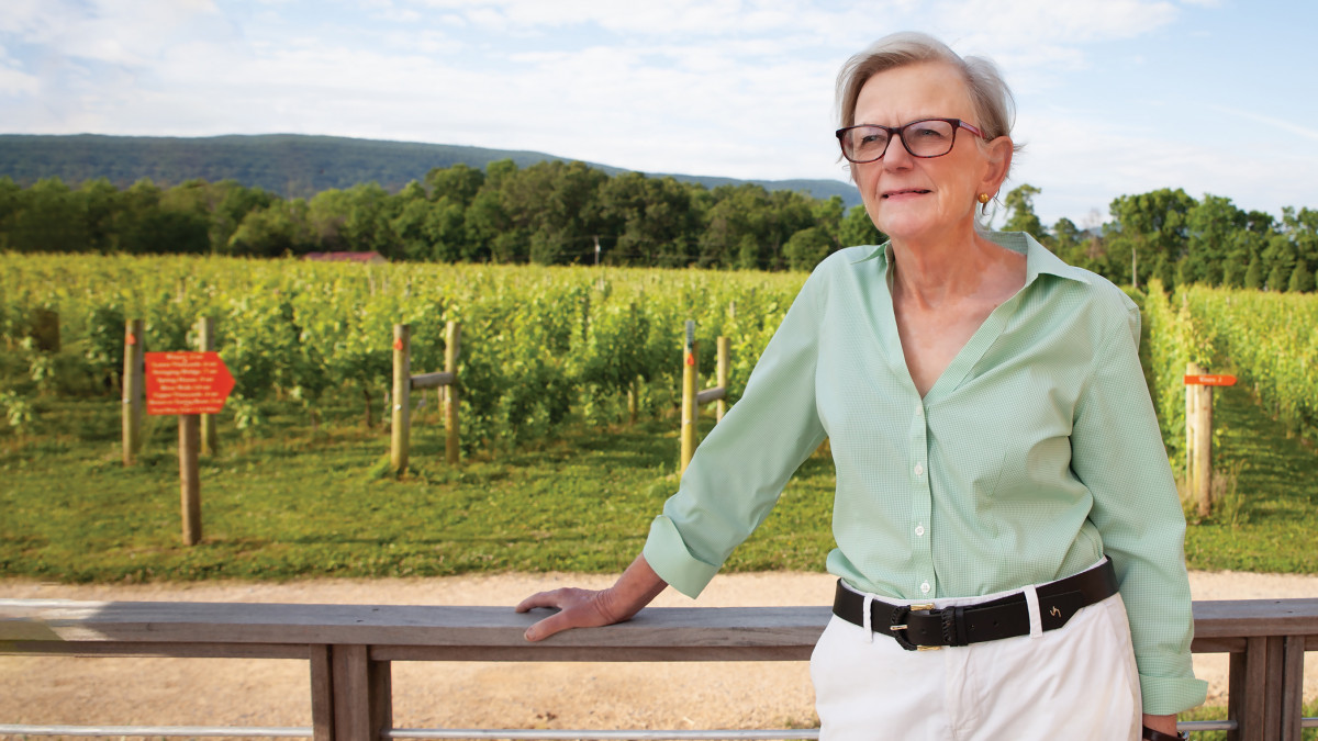 Sally Cowal in her vineyard