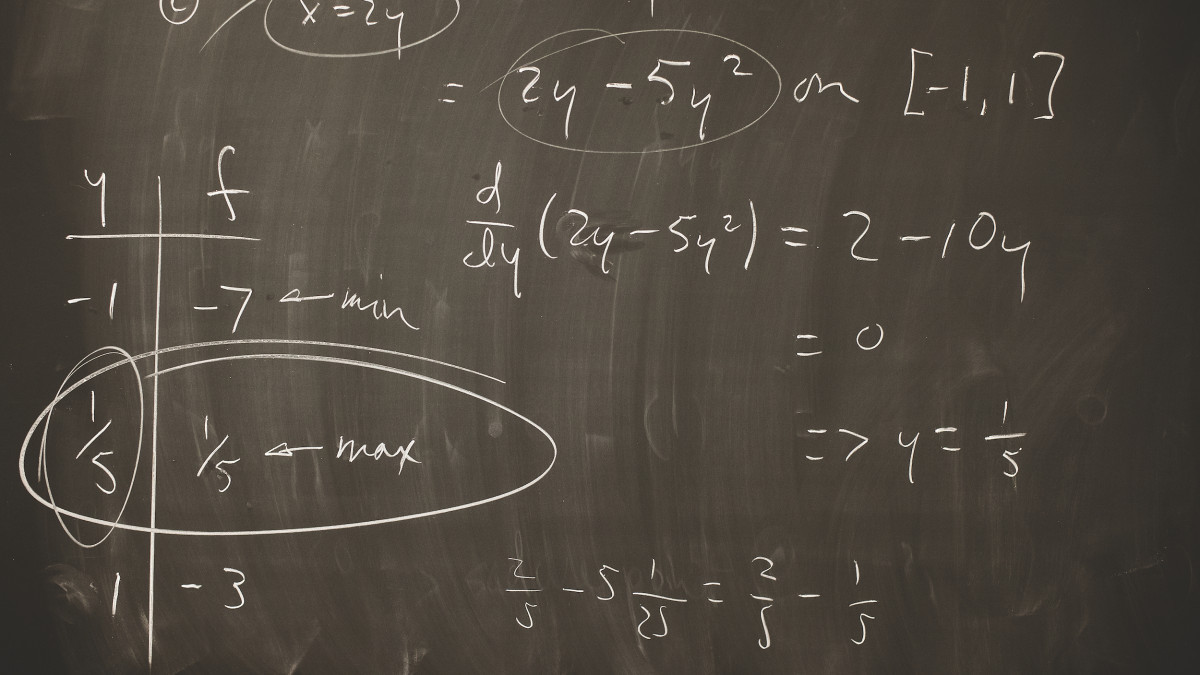 Math formulas on chalk board