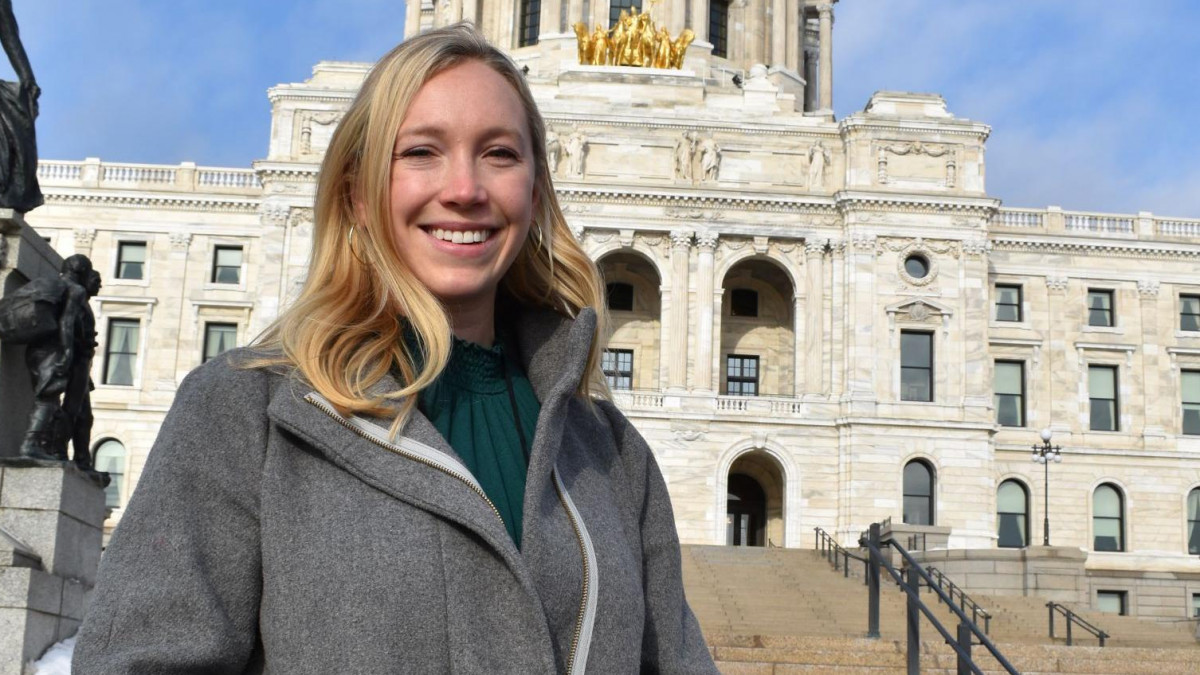 Dana Ferguson '14 outside the MN capitol building