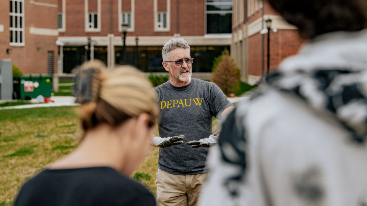 Pedar Foss teaches an archaeology class