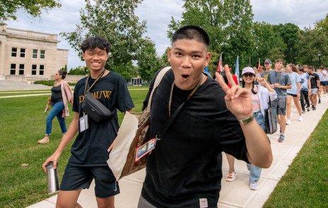 Students mug for the camera