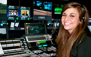 Lydia R. Hayden '14 in the C-SPAN Control Room